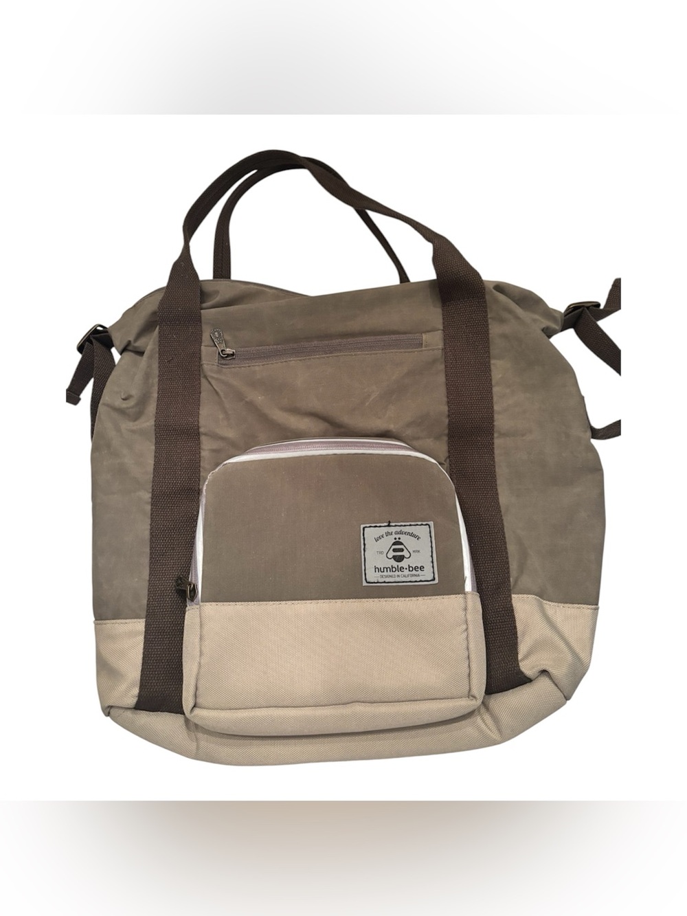 Humble-Bee Two-Tone Brown and Beige Baby Bag Tote